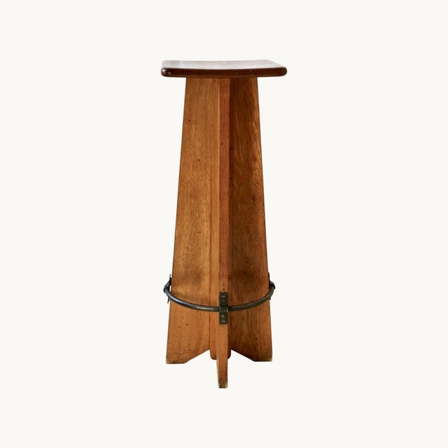 Vintage French Oak Stools, 1950s, Set of 4 For Sale - Image 4 of 8