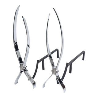 Andirons Style Danny Alessandro Nickel-Plated For Sale