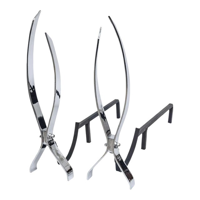 Andirons Style Danny Alessandro Nickel-Plated For Sale