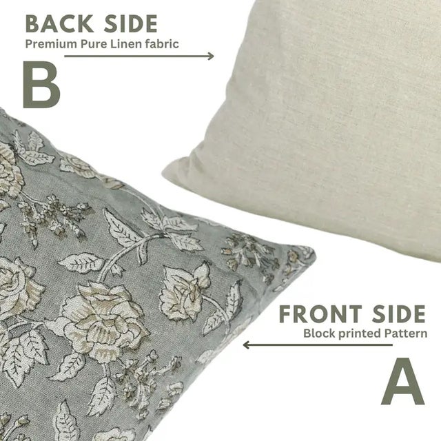 Fabdivine Eco-Friendly Block Printed Cover 18x18 Inch Pure Linen- Rameshwaram For Sale - Image 4 of 5