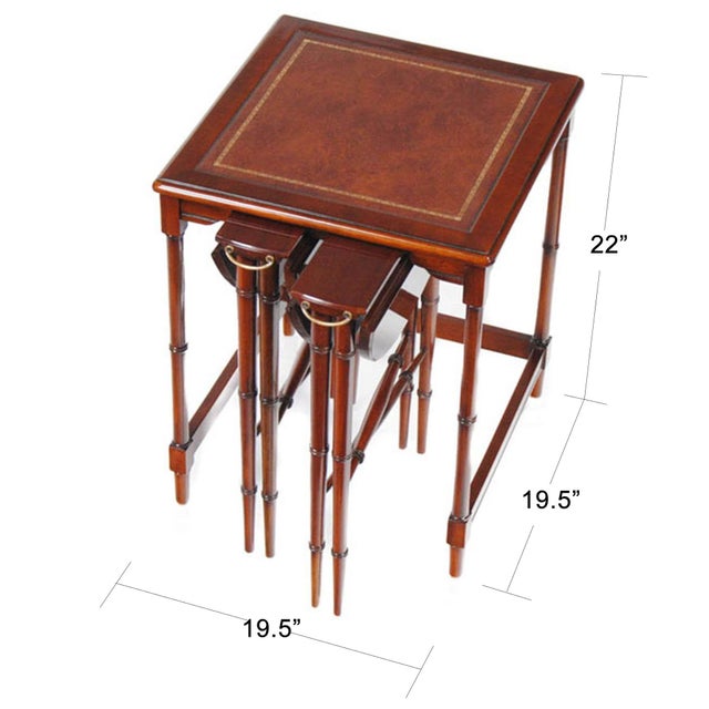 This English style Leather Top Nesting Table from Niagara Furniture features three tables, the larger table with a genuine...