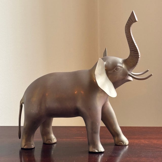 Large Mid-20th Century Brass Elephant Sculpture For Sale In Baltimore - Image 6 of 16