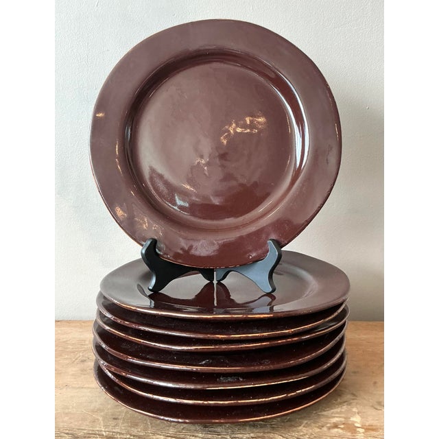 Late 20th Century Vintage Italian Vietri Glazed Ceramic Plates - Set of 8 For Sale - Image 5 of 8