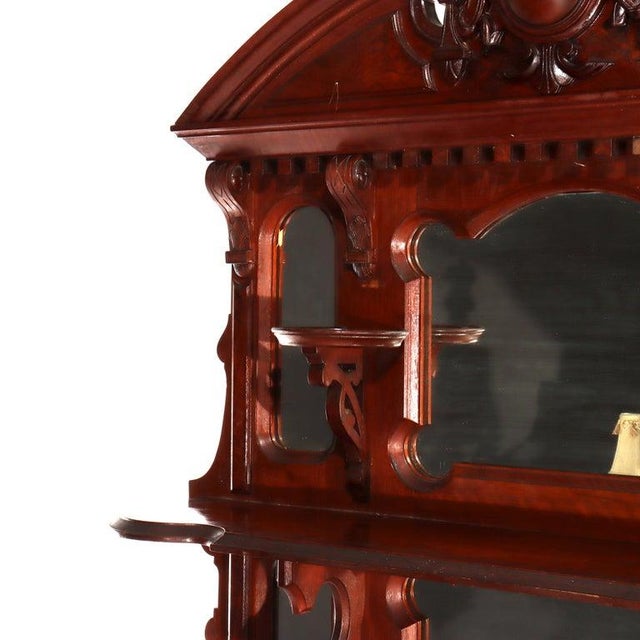 Large Antique Renaissance Revival Walnut, Burl & Marble Mirrored Sideboard C1890 For Sale - Image 11 of 18