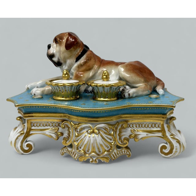 French Antique French Porcelain Jacob Petite Desk Set Inkstand Provenance Ava Gardner For Sale - Image 3 of 8