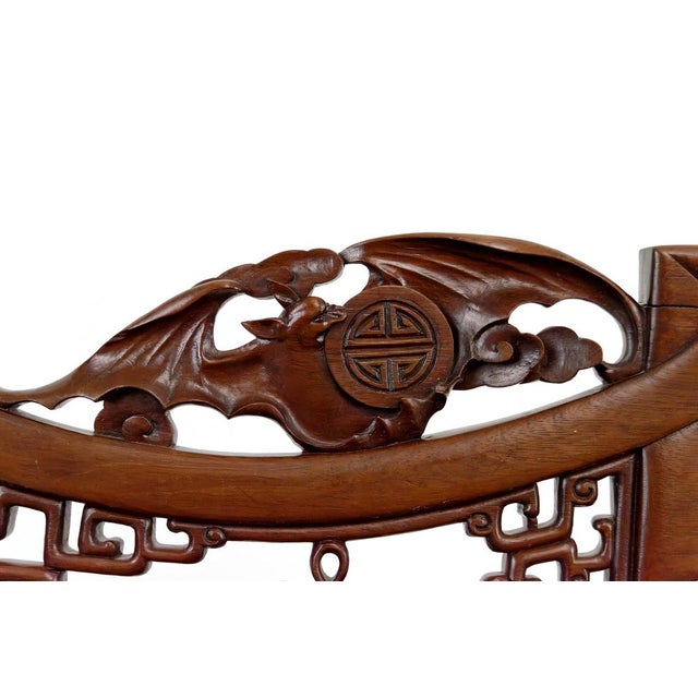 Asian Armchairs with Bats and Cranes, 1880s, Set of 4 For Sale - Image 11 of 18