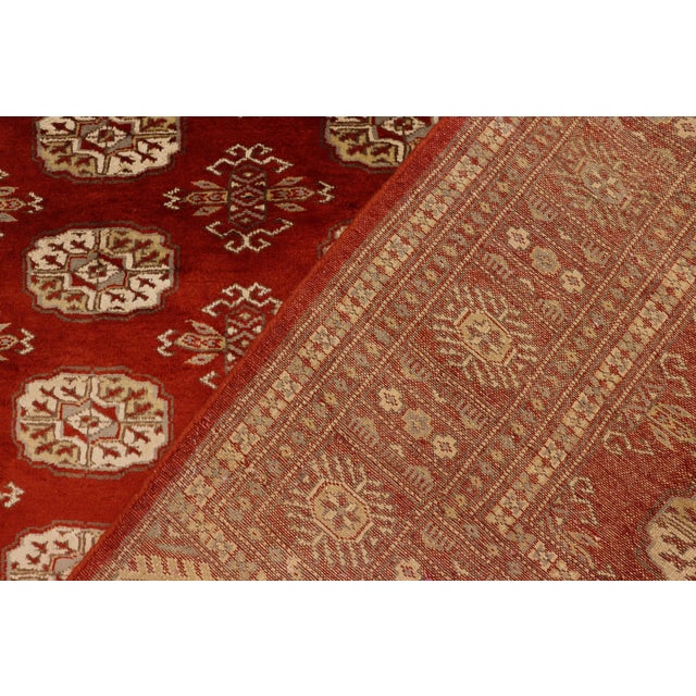 Burnt Orange Tribal Bokhara Rust/Beige Hand Knotted Wool Rug For Sale - Image 8 of 9
