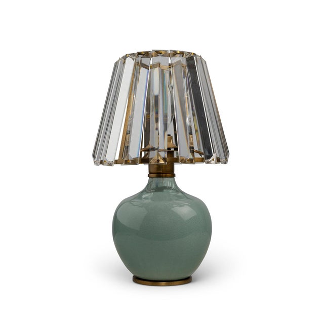 Traditional Eclipse Celadon Blue Crystal Shade Mini Lamp For Sale - Image 3 of 5