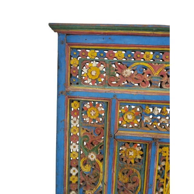 Large Early 19th Century Polychrome Carved Wood Fireplace Surround, India For Sale - Image 4 of 11