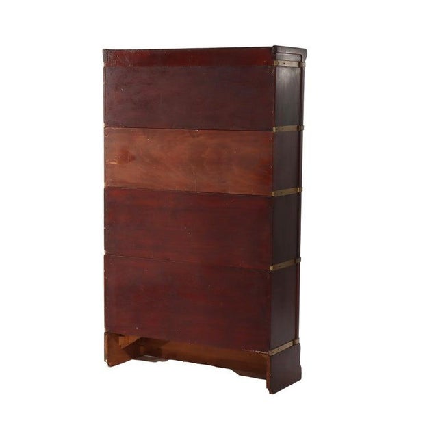 Brown Antique Globe Wernicke Arts & Crafts Mahogany 4-Stack Barrister Bookcase Circa 1920 For Sale - Image 8 of 9