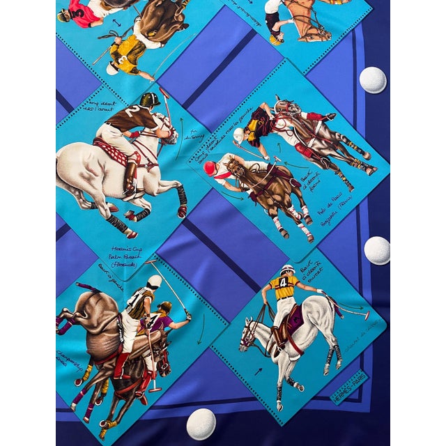 1980s Hermès Scarf « Monde Du Polo - Cup Palm Beach » 1987 For Sale - Image 5 of 8