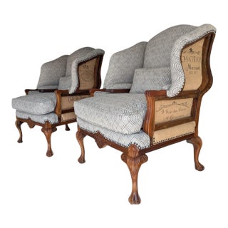 Pair of Early 2000 Deconstucted Style Wingback Chairs For Sale