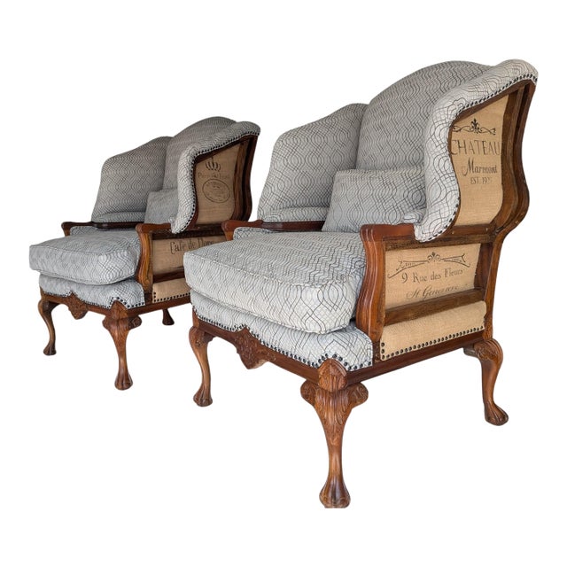 Set of Deconstructed Early 2000 Style Wingback Chairs For Sale