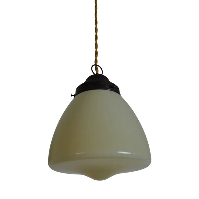 Scandinavian Art Deco Opaline Glass Pendant Lamp, 1930s For Sale