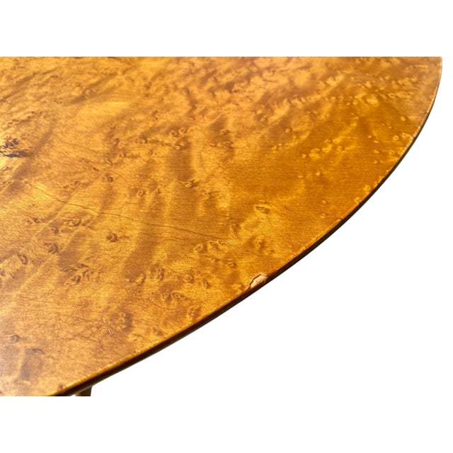 Mid 20th Century Vintage Queen Anne Style Birds Eye Maple Tea Table For Sale - Image 5 of 9