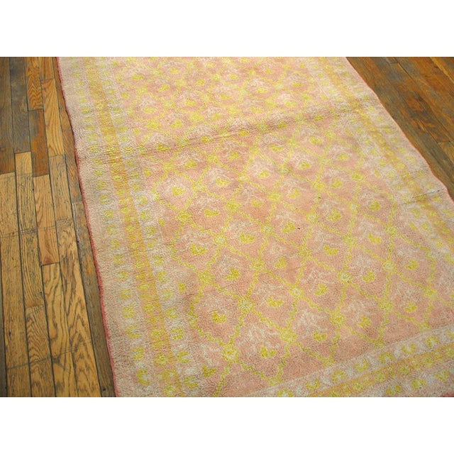 1900s Pink Diamond Antique Indian Agra Cotton Rug 4'0"x 7'0 Hand Knotted Cotton Carpet For Sale - Image 4 of 6