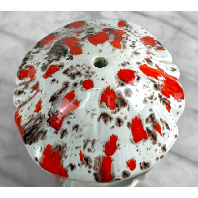 Ceramic Vintage 1970s White & Red Drip Glazed Mushroom Ashtray For Sale - Image 7 of 9