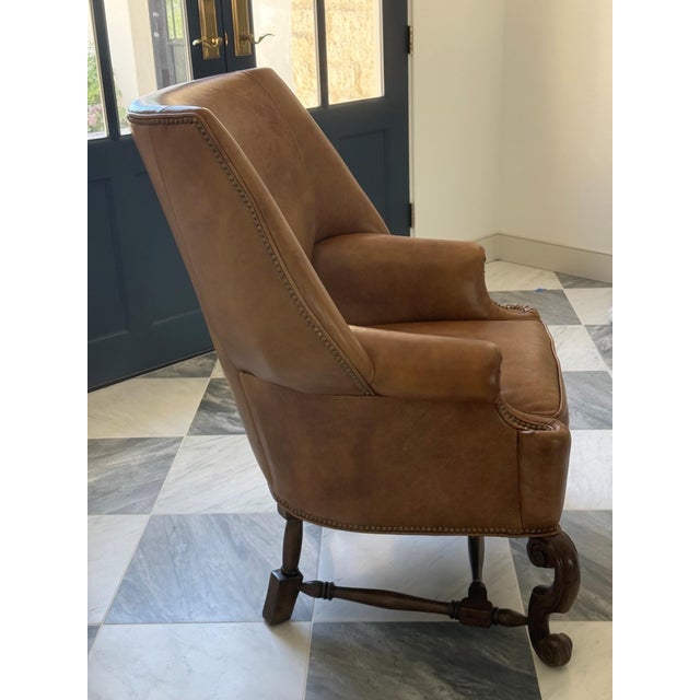 English Genuine Leather Accent Chairs Pair - Furguson Copeland For Sale - Image 3 of 4