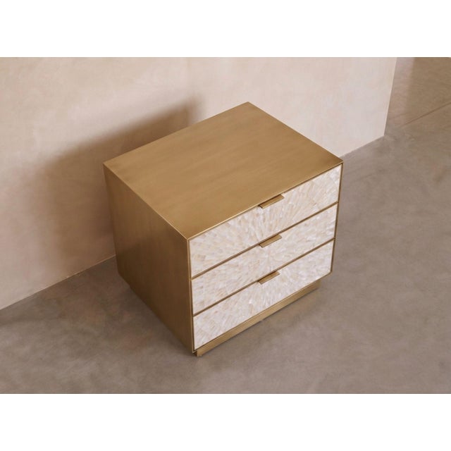 Not Yet Made - Made To Order Arcana Mother-of-Pearl & Brass Three-Drawer Nightstand by House of Jaipur For Sale - Image 5 of 8