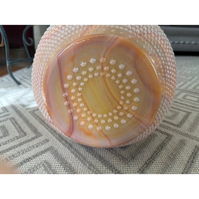 Orange Monumental Le Smith Bittersweet Ribbed Hobnail Viking Swung Vase 46" For Sale - Image 8 of 8