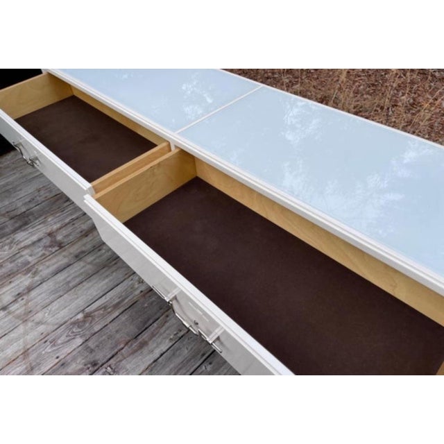 Modern Tommi Parzinger 4 Drawer White Lacquered Console Table Credenza For Sale - Image 3 of 12