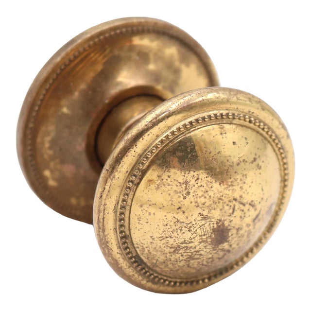 Reclaimed Cast Brass Beaded Dummy Door Knob For Sale