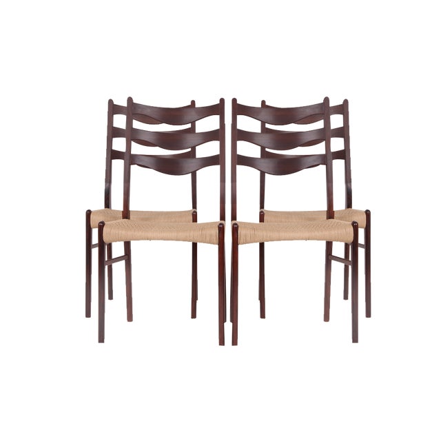 Dining Room Chairs in Rosewood by Arne Wahl Iversen, Denmark, 1970s, Set of 4 For Sale