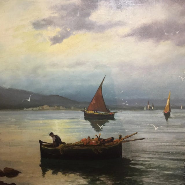 Oil Painting on Canvas Harbor Scene by Karl Kaufmann For Sale In New York - Image 6 of 9