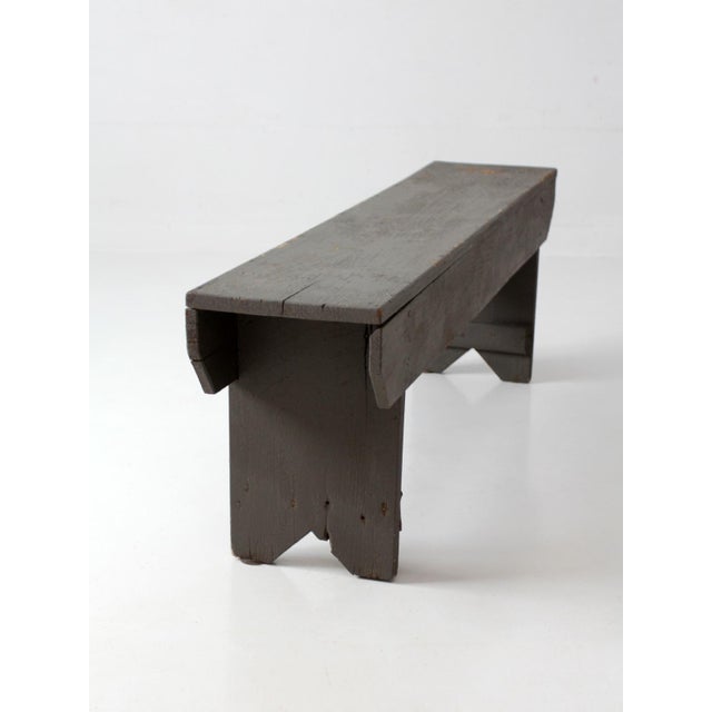 Wood Antique Primitive Americana Farmhouse Bench For Sale - Image 7 of 18