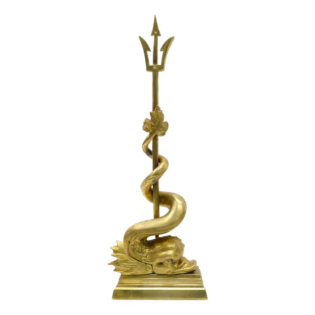 Large Vintage Doorstop in Patinated Brass, 1950s For Sale