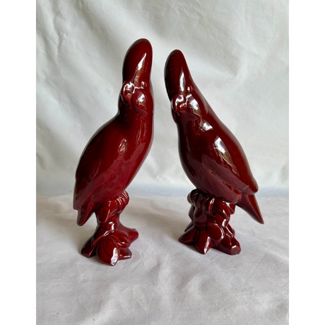 Urbano Zaccagnini 1950s Italian Pair of Ceramic Cockatoo Figurines by Urbano Zaccagnini For Sale - Image 4 of 12
