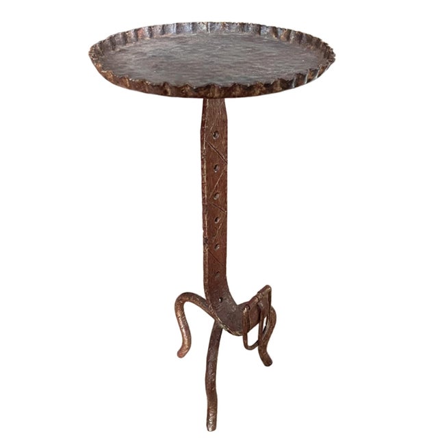 Mid-Century French Metal Martini Table with Buckle Detail, 1960s For Sale - Image 4 of 5