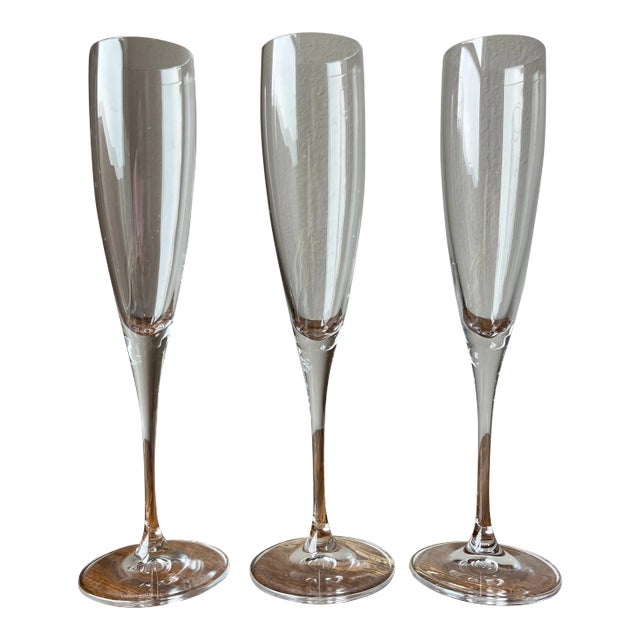 Villeroy and Boch Maxima Fluted Champagne Crystal Glasses Set of 3 For Sale
