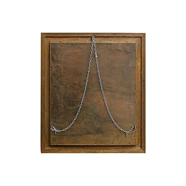 Vintage; 1910-1950, Spanish, commemorative, embroidered, floral, wall plaque in a giltwood shadow box. Floral elements and...