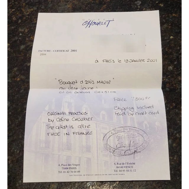 This vibrant, original oil on canvas by contemporary French artist Céline Chourlet (b. 1969) captures a lush "Bouquet...