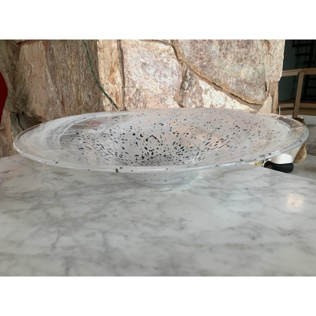Art Deco Mid 20th Century Handmade Murano Glass White Decorative Bowl Italy For Sale - Image 3 of 9