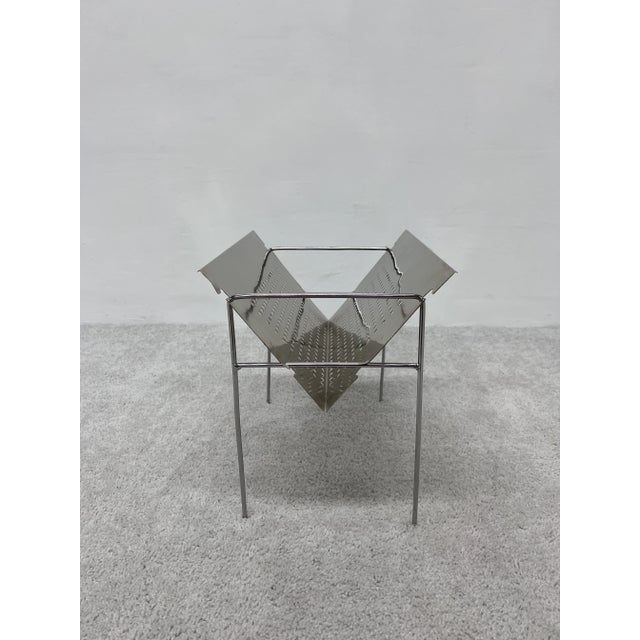 Chrome Mid-Century Brazilian Modern Perforated Chrome Magazine Rack, 1960s For Sale - Image 8 of 13