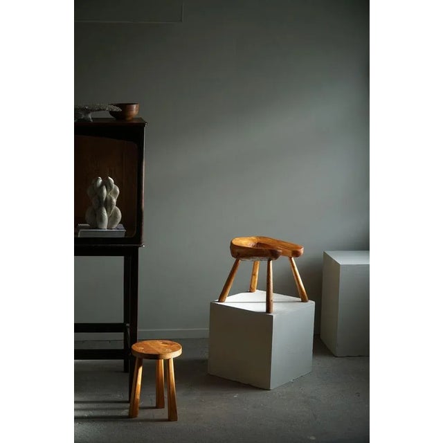 Swedish Pine Wabi Sabi Stool in Pine, 1950s For Sale - Image 4 of 11