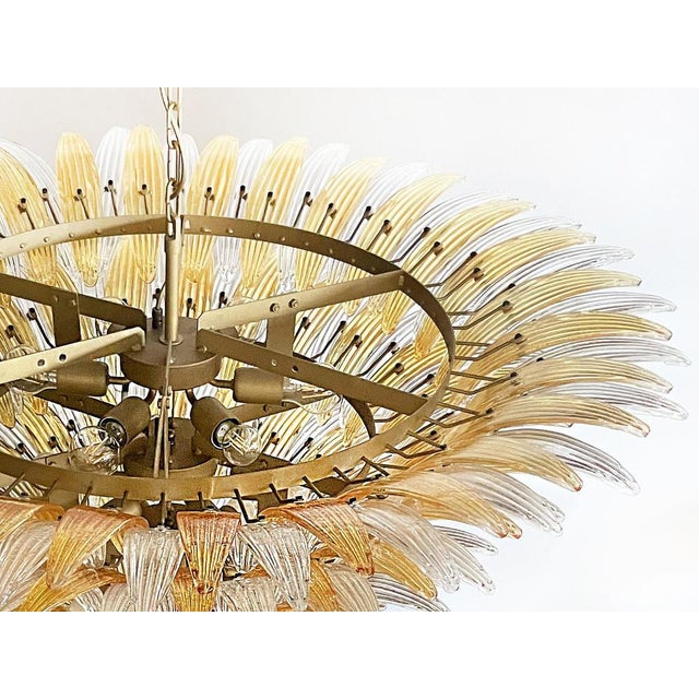 Palmette Ceiling Light with 163 Amber and Trasparent Glasses, 1980s For Sale - Image 15 of 18