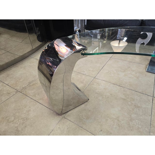 VIntage Chrome and Glass Coffee Table by Karl Springer For Sale In Miami - Image 6 of 8