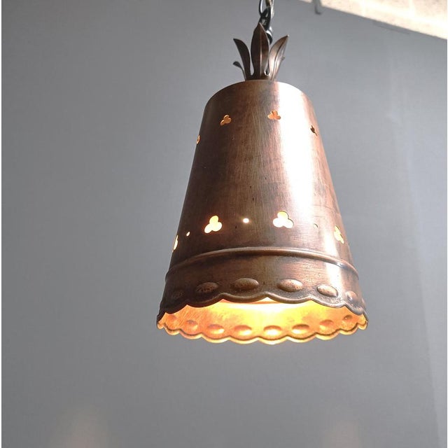 Brutalist Copper Pendant Light, 1970s For Sale - Image 9 of 11