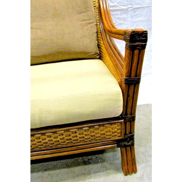 1970s Rattan Wicker Mandalay Chair With Cushions For Sale - Image 15 of 18