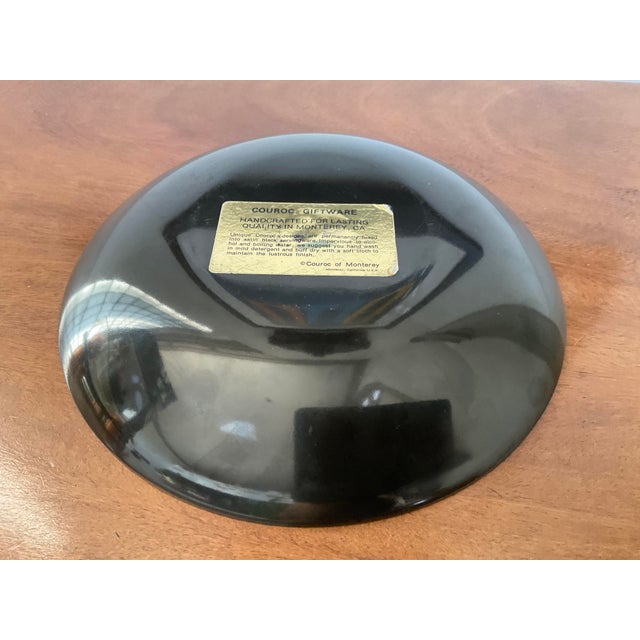 Black Mid 20th Cerntury Couroc of Monterrey Black Utility Dish Inlaid With Cardinal For Sale - Image 8 of 12