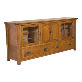 Mission Quarter Sawn Oak 72" Tv Stand - Michael's Cherry For Sale