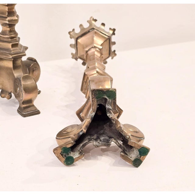 Pair of Gothic Style Candlesticks, England, 19th Century For Sale In San Francisco - Image 6 of 7