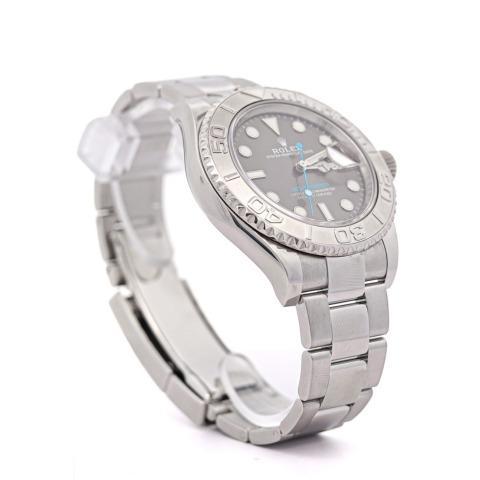 Contemporary Rolex Yacht-Master 40mm Rhodium Dial Platinum Stainless Steel Watch For Sale - Image 3 of 6