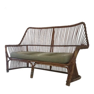 1950s Vintage Bamboo Small Sofa For Sale