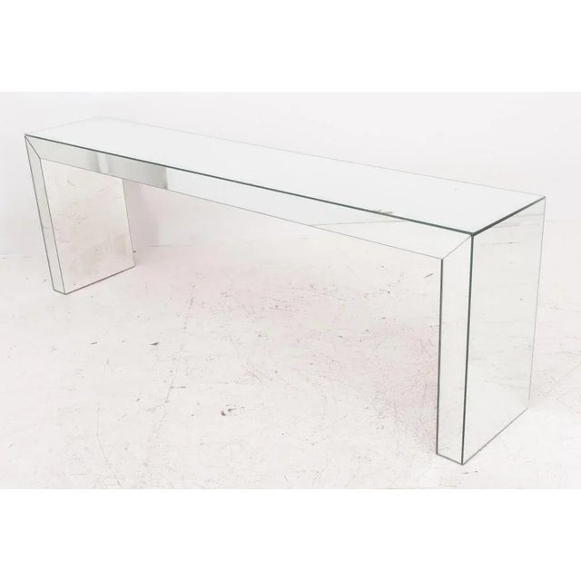 Mid-Century Modern Karl Springer Style Mirror Waterfall Console Table For Sale - Image 3 of 6