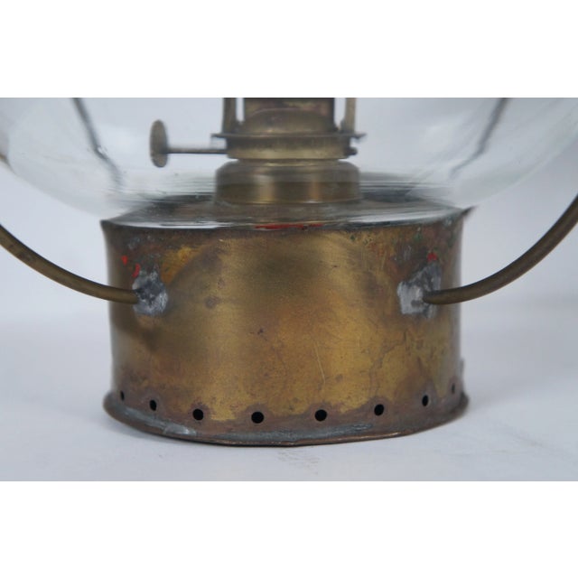 Antique Sherwood & Wedge British Nautical Maritime Brass Onion Ship Oil Lanterns - a Pair For Sale - Image 6 of 12