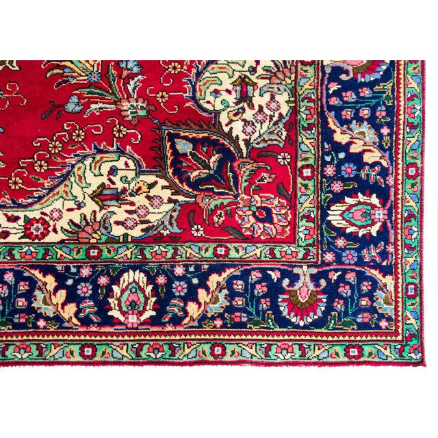 Persian Vintage Persian Tabriz Rug For Sale - Image 3 of 7